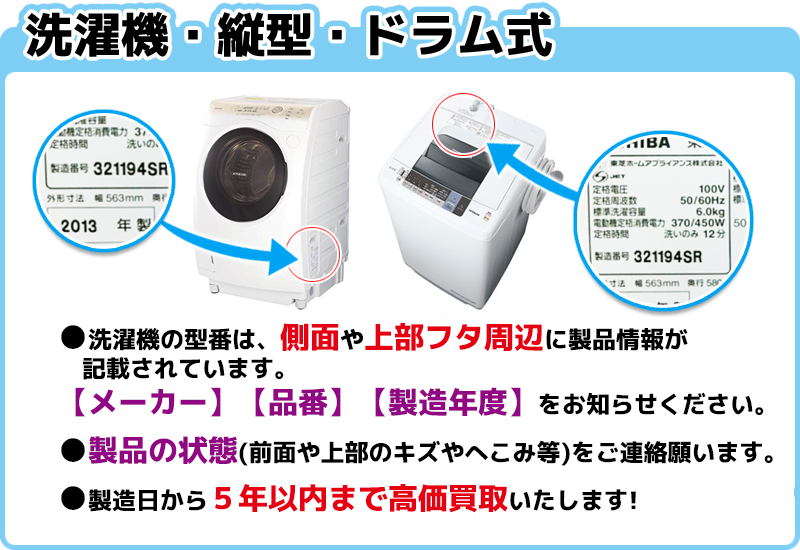 洗濯機の型番情報